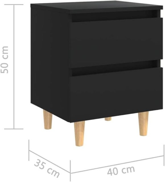 Nachtkastje met grenen poten, verborgen ruimte en smartlock, 40 x 35 x 50 cm - Afbeelding 2