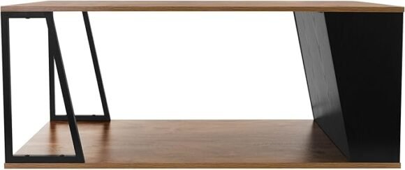 Salontafel, 110 x 55 x 45 cm, bruin van eiken, rustiek, houten tafel met stalen frame en 2 planken - Afbeelding 4