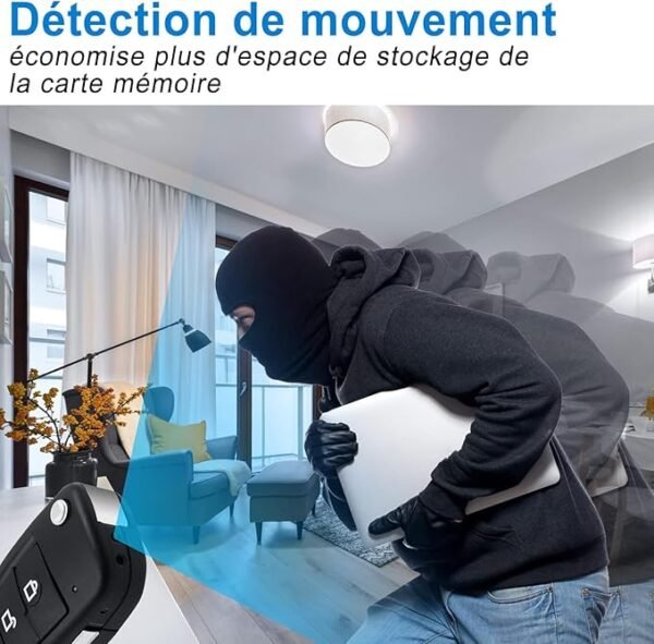 Spionagecamera autosleutel, verborgen mini-camera, 1080p, spionagemicrofoon, met video-opname en bewegingsdetectie, nachtzicht - Afbeelding 4
