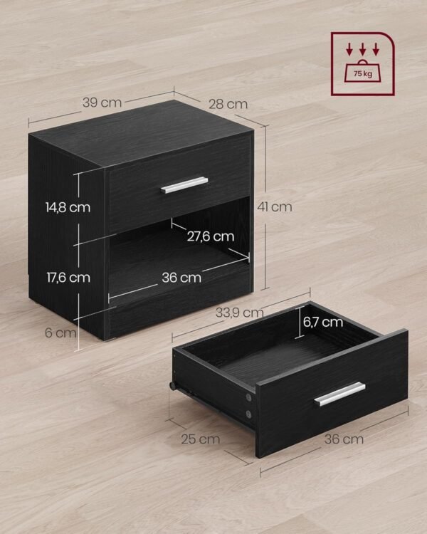 MODEL: ZIGGY nachtkast met Verborgen ruimte voorzien van smartlock een lade, handvat en open vak - Afbeelding 8