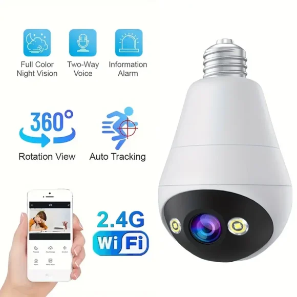 Bolvormige WiFi PTZ Camera, Indoor 1296p HD Resolutie Nachtzicht, Twee-Weg Audio, Slimme Bewegingsdetectie, 360° Pan-Tilt, App Besturing, Audio- en Bewegingswaarschuwingen, Geen Batterij, Hardwired 110V/220V