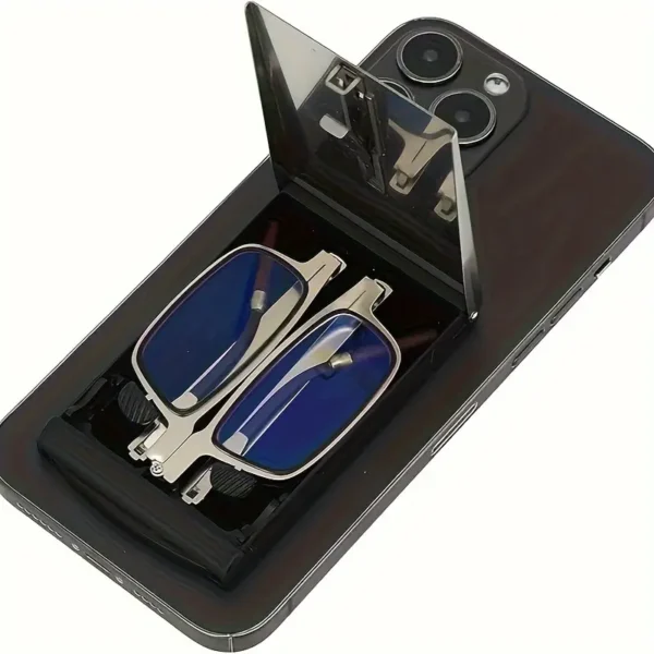 Opvouwbare draagbare metalen leesbrillen voor smartphones, hoogwaardig unisex, hoge definitie, vermoeidheidsbestendig, comfortabel, leesbrillen van echte merken.