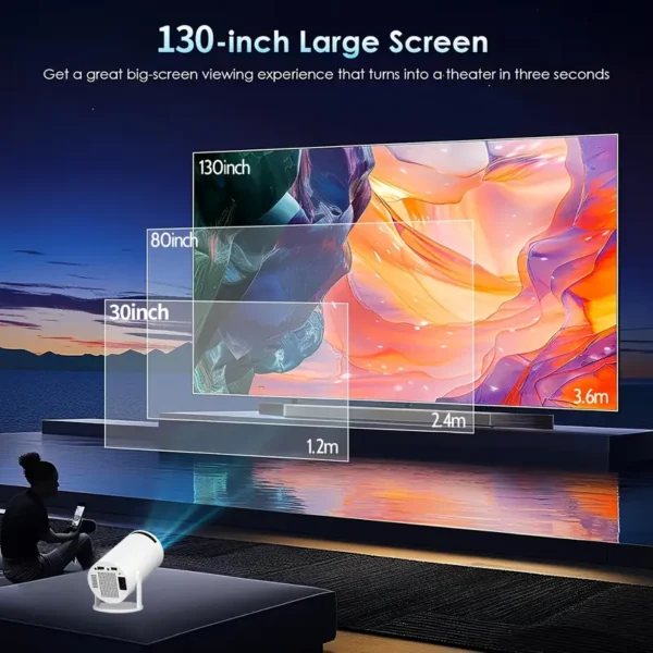 4K Mini Projector, 1280x720 HD, Tafelmontage, Spraakbesturing, LCD-scherm, 220-240V, Smartphone/Tablet/Draadloze Verbinding, Android 12 OS, WiFi6, BT5.2, 15000 Lumen, 16:9 Beeldverhouding, voor Thuisbioscoop