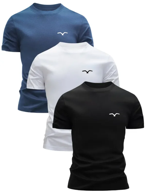 3 stuks ademende katoenen T-shirts voor heren] Set van 3 100% katoenen T-shirts voor heren, ademend en zweetabsorberend, met korte mouwen voor de zomer