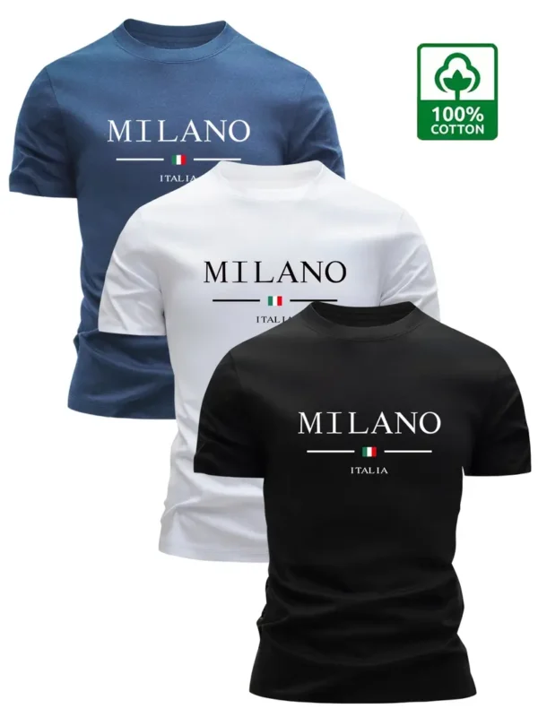 3-delig Heren Zomer-T-shirts van 100% Katoen - Afbeelding 2
