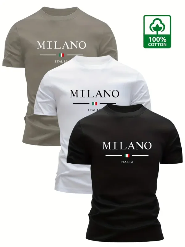 3-delig Heren Zomer-T-shirts van 100% Katoen - Afbeelding 3