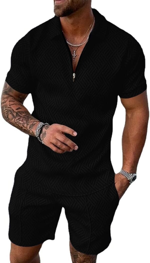 Ruimte X Heren outfits pak set 2 stuks poloshirt & kort trainingspak - Afbeelding 3
