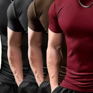 4 stuks Casual Korte Mouw T-Shirts voor Heren - Comfortabel, Ademend, Geribde Ontwerp, Ronde Hals, Perfect voor Lente & Zomer Activiteiten, Sport & Outdoor Kleding, Outdoor Kleding | Casual Stijl | Comfortabele Pasvorm, Essentiële T-shirt