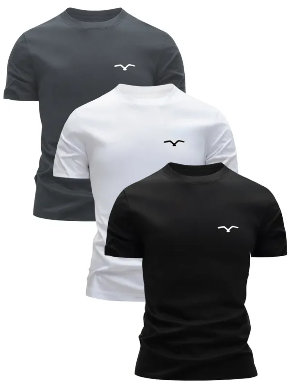 3 stuks ademende katoenen T-shirts voor heren] Set van 3 100% katoenen T-shirts voor heren, ademend en zweetabsorberend, met korte mouwen voor de zomer