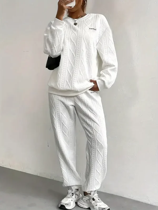 tweedelige set met letterprint, casual sweatshirt met lange mouwen en ronde hals en sportiev - Afbeelding 6