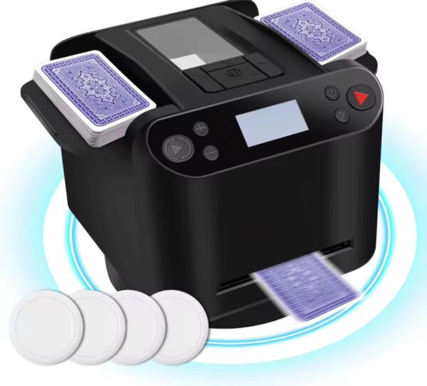 2-in-1 automatische kaartenschudmachine en dealer voor 2-8 spelers - draadloze afstandsbediening met 4 knoppen, snel schudden voor familie
