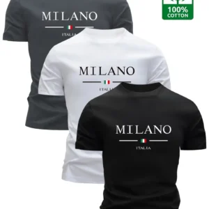 3-delig Heren Zomer-T-shirts van 100% Katoen - Casual Letterprint, Korte Mouwen, Ronde Hals, Lichtgewicht & Ademend, Donkerblauw/Wit/Zwart, Perfect voor Casual Kleding, Dagelijkse T-shirts | Top met Letteropdruk | Gladde Stof. Te bestellen in verschillende kleuren combo,s