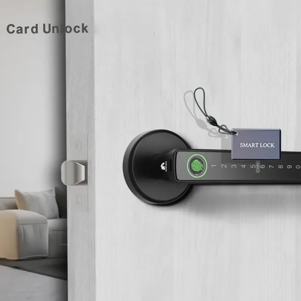 Slimme Deurhendel slot met Vingerafdruk, Toegangscode, Telefoon en card voor openen - Afbeelding 4