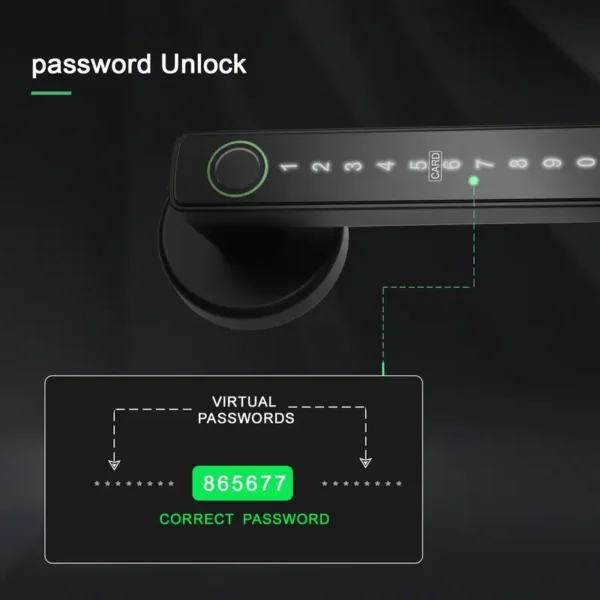 Slimme Deurhendel slot met Vingerafdruk, Toegangscode, Telefoon en card voor openen - Afbeelding 7
