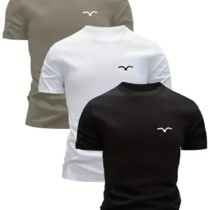 3 stuks ademende katoenen T-shirts voor heren] Set van 3 100% katoenen T-shirts voor heren, ademend en zweetabsorberend, met korte mouwen voor de zomer