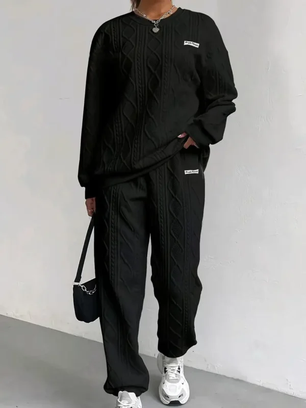 tweedelige set met letterprint, casual sweatshirt met lange mouwen en ronde hals en sportiev - Afbeelding 4