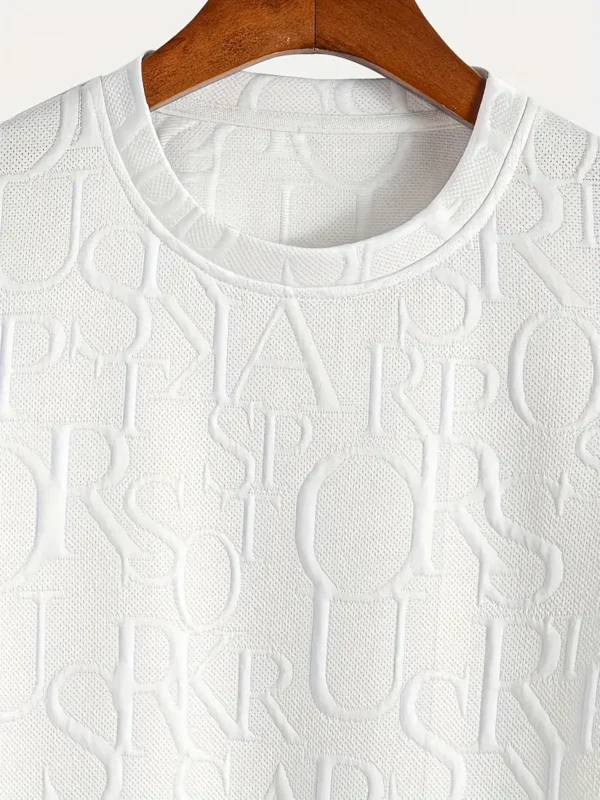 Herenmode Set met Letterpatroon, Ronde Hals Korte Mouwen T-shirt + Shorts