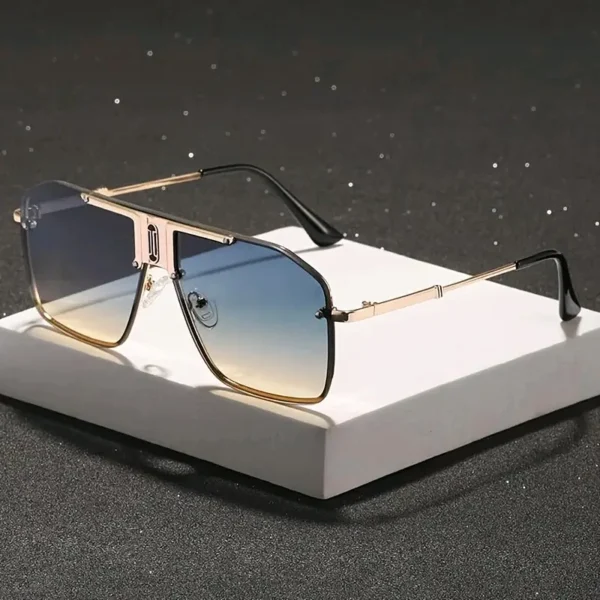 Herens oversized vierkante gradient mode bril - Stijlvol eenstukszink legering frame met gouden accenten, straatstijl  voor casual kleding - Afbeelding 4